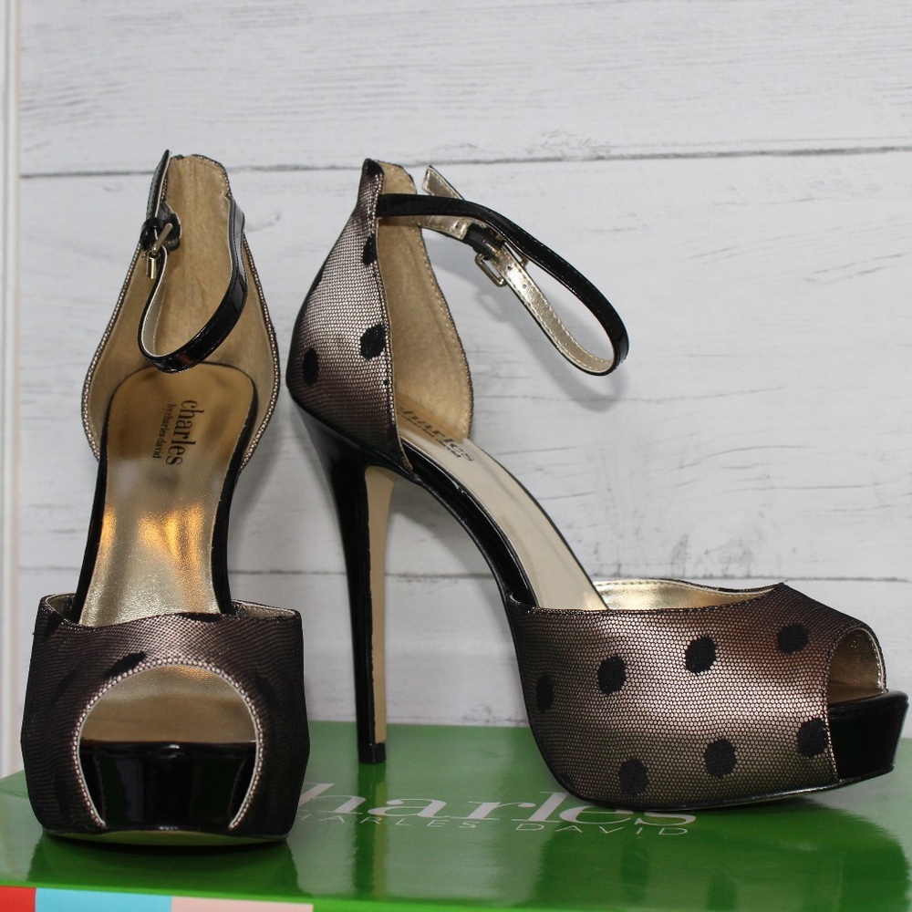 Charles by Charles David Polka Dot Virtue Peep Toe